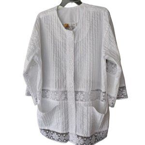 Women's Salma White Cotton Lace Tunic Resort Wear OS